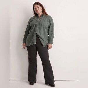 NWT Madewell Plus Oversized Ex-Boyfriend Shirt in Flannel - 2X - Dark Palm Green